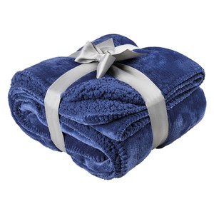 EgotierPro 36510 - Dual-Sided Velvet & Sherpa Comfort Blanket TEMPEST Blue