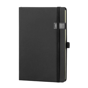 EgotierPro 38509 - A5 Notebook with PU Cover, USB 16GB STOCKER Black
