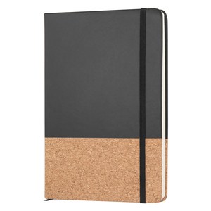 EgotierPro 38552 - A5 Notebook with PU Cork Cover BOUND Black