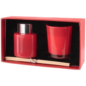 EgotierPro 52524 - 2-in-1 Aromatic Diffuser & Candle Set HONSHU Red