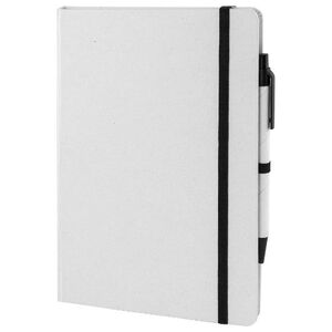 EgotierPro 53536 - A5 Notebook with Recycled Pen & Band MIRAKA White