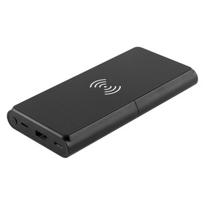 EgotierPro 53565 - Recycled ABS 10,000mAh Wireless Power Bank MOKU Black