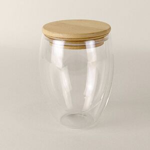 EgotierPro 50645 - Borosilicate Double-Walled Glass with Bamboo Lid 300ml BROUST