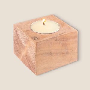 EgotierPro 52551 - Acacia Wood Candle Holder with Candle SAMAY